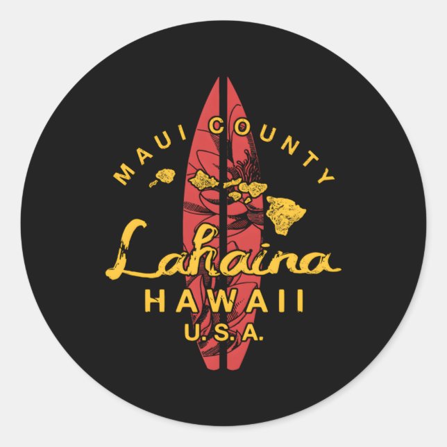 Sticker Rond Surf Hawaii Lahaina Maui Hawaii (Devant)