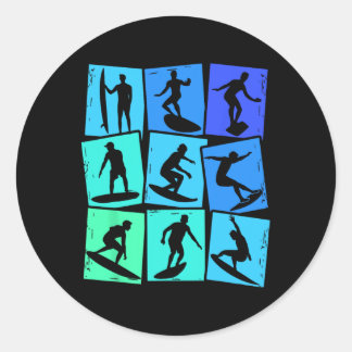 Sticker Rond Surf Hommes Enfants Garçons 