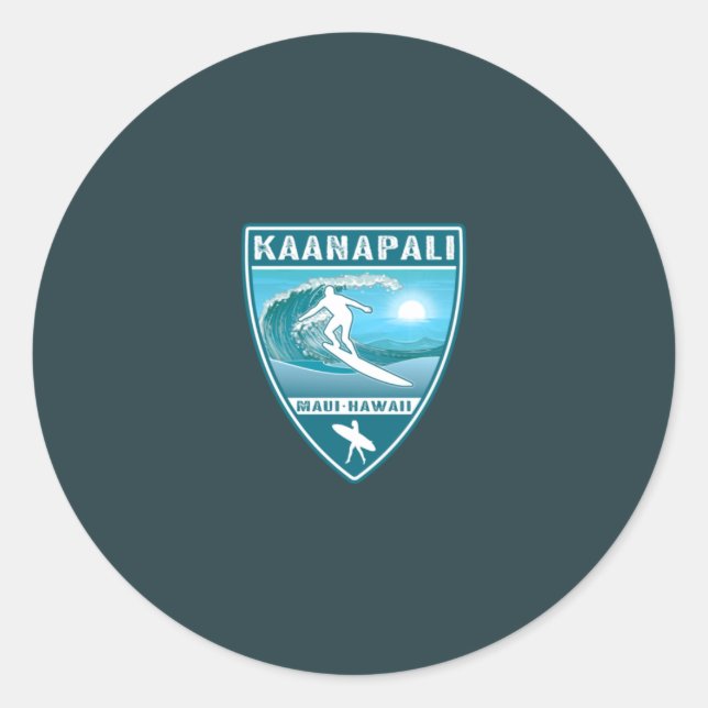 Sticker Rond Surf Kaanapali Maui Hawaii (Devant)
