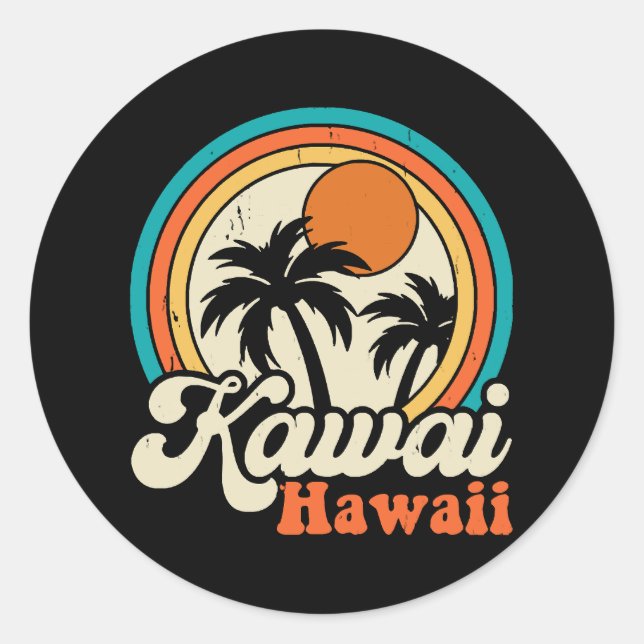 Sticker Rond Surf Kawaii Hawaii (Devant)
