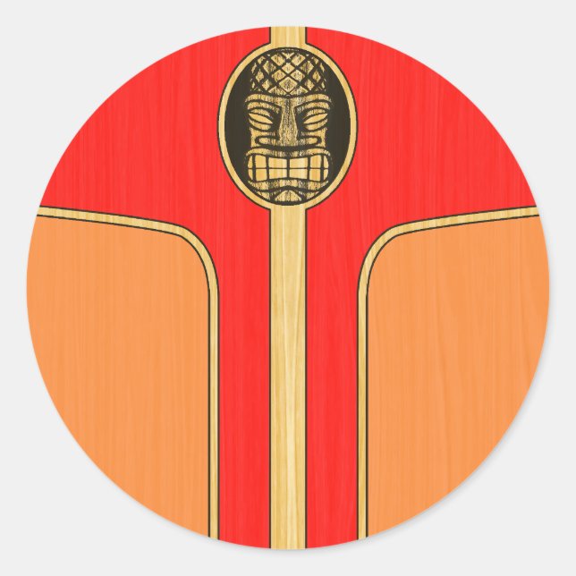 Sticker Rond Surf Retro Tiki (Devant)