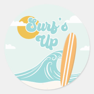 Sticker Rond Surf Up Beach Anniversaire
