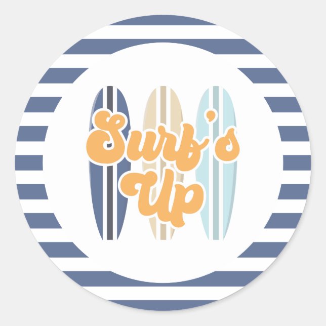 Sticker Rond Surf Up Surboard Beach Anniversaire Classic Round  (Devant)