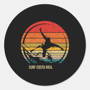 Sticker Rond Surf Vintage Costa Rica Surfeur Rétro Planche à Vo