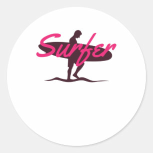 Sticker Rond Surfer