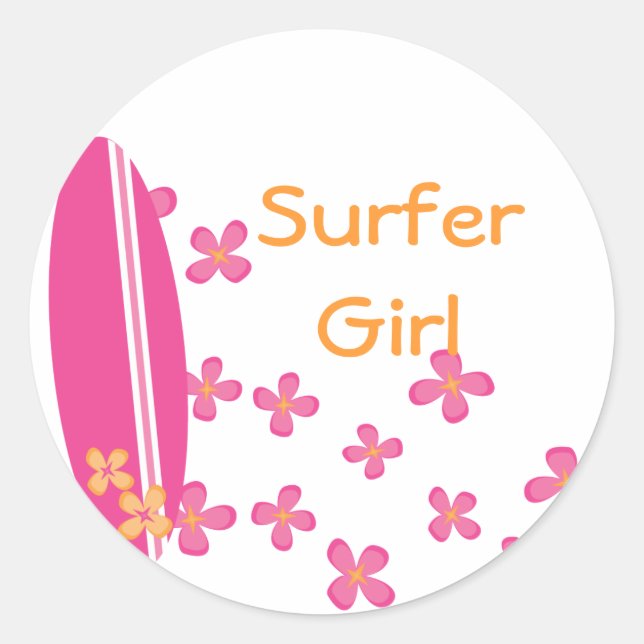 Sticker Rond Surfer Girl (Devant)