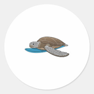 Sticker Rond Surfer sur tortue