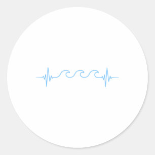 Sticker Rond Surfeur de fréquence des vagues Été Vagues Planche