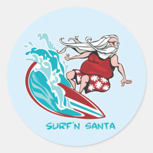 Sticker Rond Surf'n Père Noël