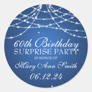 Sticker Rond Surprise Anniversaire Corde d'étoiles Bleu
