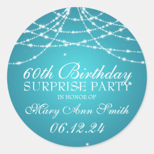 Sticker Rond Surprise Anniversaire Corde d'étoiles Turquoise
