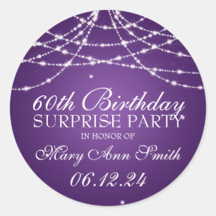 Sticker Rond Surprise Anniversaire Corde d'étoiles violet