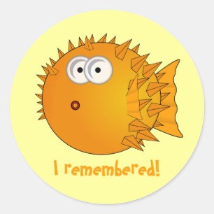 Sticker Rond Surprised Puffer Fish - Dit drôle