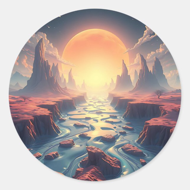 Sticker Rond Surreal Dream World Ethereal Ai Art (Devant)