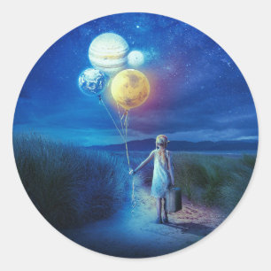 Sticker Rond Surreal se déplace vers son avenir