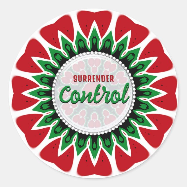 Sticker Rond Surrender Control Wise Word Reminder Words (Devant)