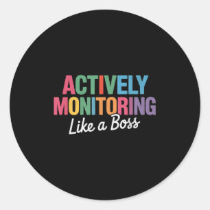 Sticker Rond Surveillance Active Comme Un Enseignement De Test