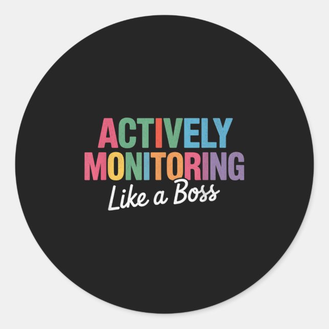 Sticker Rond Surveillance Active Comme Un Enseignement De Test  (Devant)