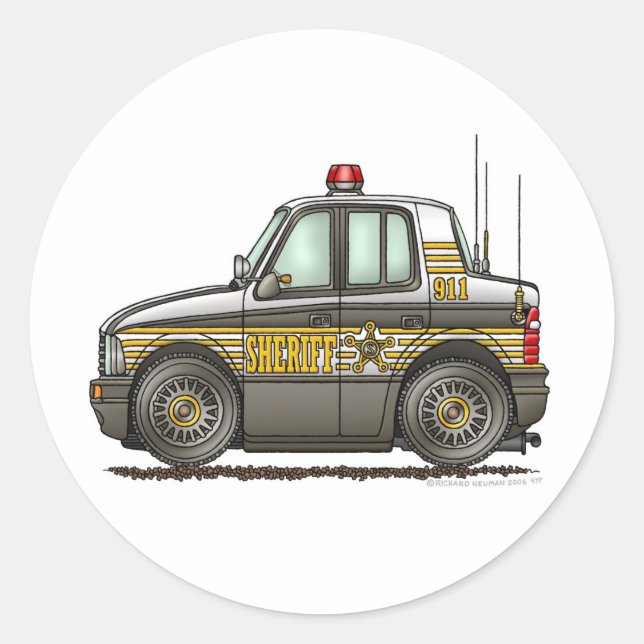 Sticker Rond Surveillance des voitures du Sheriff (Devant)