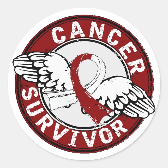 Sticker Rond Survivant 14 Cancer de la tête et du cou (Devant)