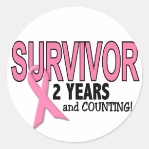 Sticker Rond SURVIVANT de CANCER DU SEIN 2 ans et comptes