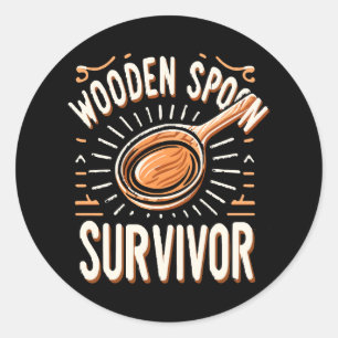 Sticker Rond Survivant de la cuillère en bois