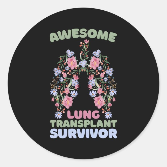 Sticker Rond Survivant de la transplantation pulmonaire (Devant)