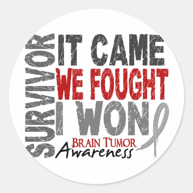 Sticker Rond Survivant de la tumeur du cerveau Il est venu Nous (Devant)