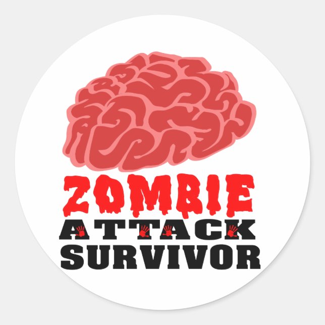 Sticker Rond Survivant de l'attaque de zombie (Devant)