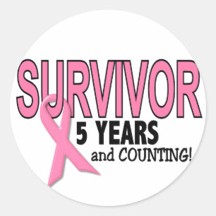 Sticker Rond SURVIVANT DU CANCER DU SEIN 5 ans & comptage