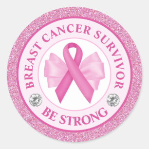 Sticker Rond Survivant du Ruban de sensibilisation au cancer du