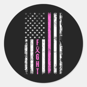 Sticker Rond Survivant du sein American Flag Cancer du sein Awa