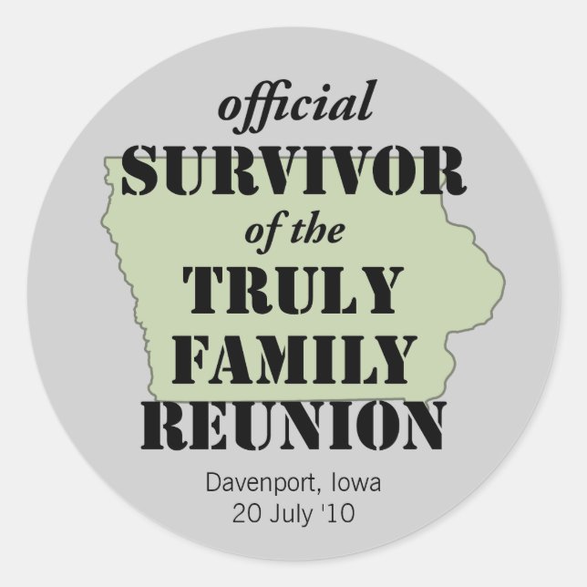 Sticker Rond Survivant officiel de la Réunion familiale - Iowa (Devant)
