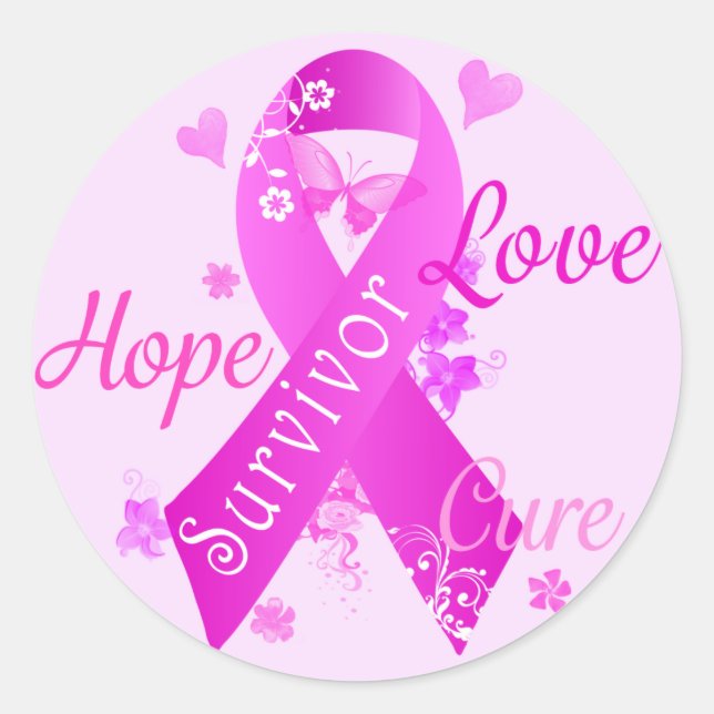 Sticker Rond Survivor Love Hope Cure (Devant)