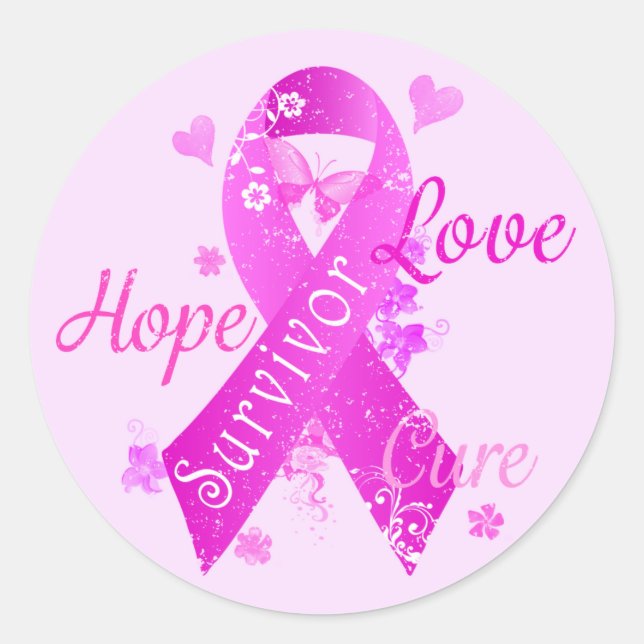 Sticker Rond Survivor Love Hope Cure (Devant)