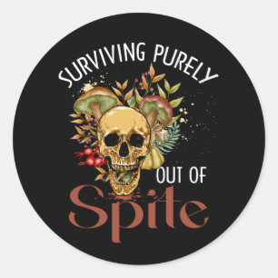Sticker Rond Survivre Purement À Partir De Champignons De Cotta