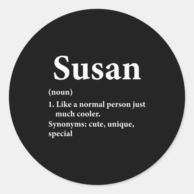 Sticker Rond Susan Name Definition Funny D  (Devant)