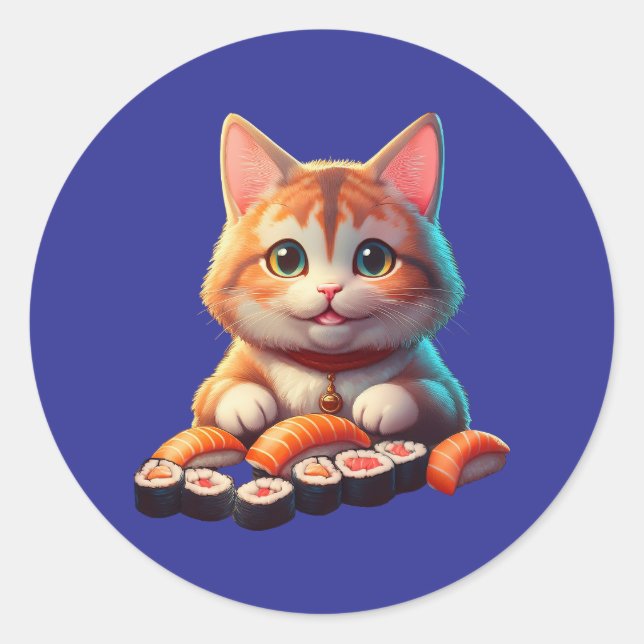 Sticker Rond Sushi Cat (Devant)