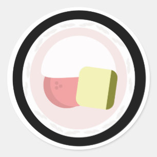 Sticker Rond Sushi Roll Saumon crème fromage Avocado