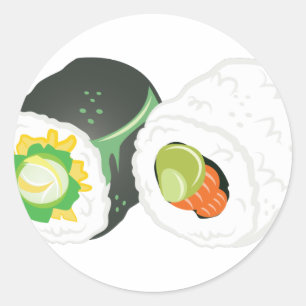 Sticker Rond Sushi Rolls