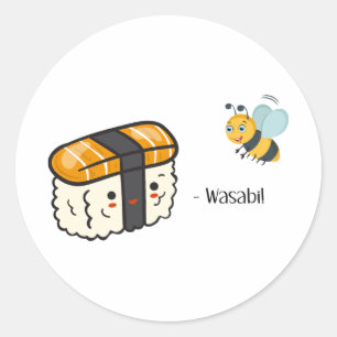 Sticker Rond Sushi Wasabi Bee