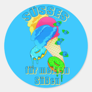 Sticker Rond SÜSSES für meinen Süßen Eis Donut Blaubeeren