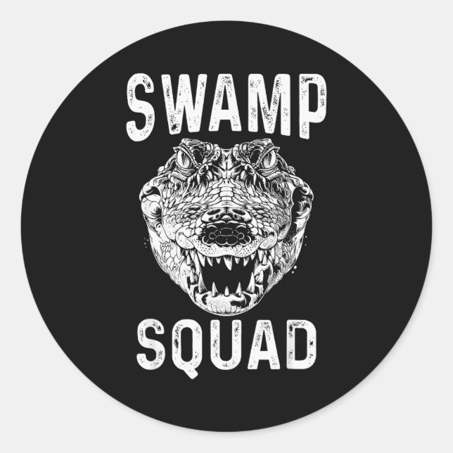 Sticker Rond Swamp Alligator Squad Reptile Gator Lovers Funny  (Devant)
