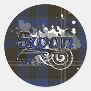 Sticker Rond Swan Tartan Grunge