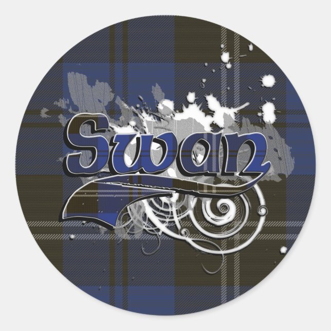 Sticker Rond Swan Tartan Grunge (Devant)