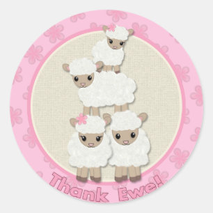 Sticker Rond Sweams Rêves LAMB Baby shower SDK#4 Merci Ewe