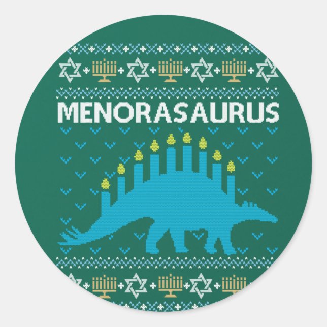 Sticker Rond Sweater, Menorasaurus, Dinosa juif (Devant)