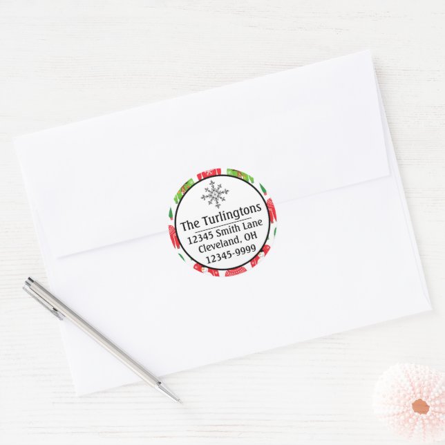 Sticker Rond Sweaters Xmas moches Ours polaire Adresse de retou (Enveloppe)