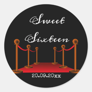 Sticker Rond Sweet 16 Anniversaire Hollywood Tapis rouge