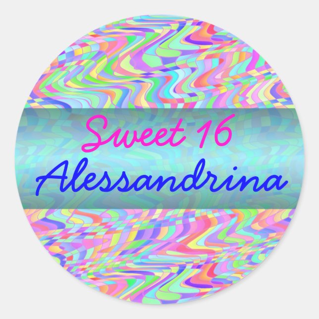 Sticker Rond Sweet 16 Candy Confetti personnalisable (Devant)